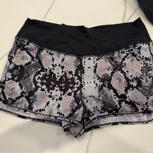 lululemon athletica Black and White Snake Print Athletic Shorts